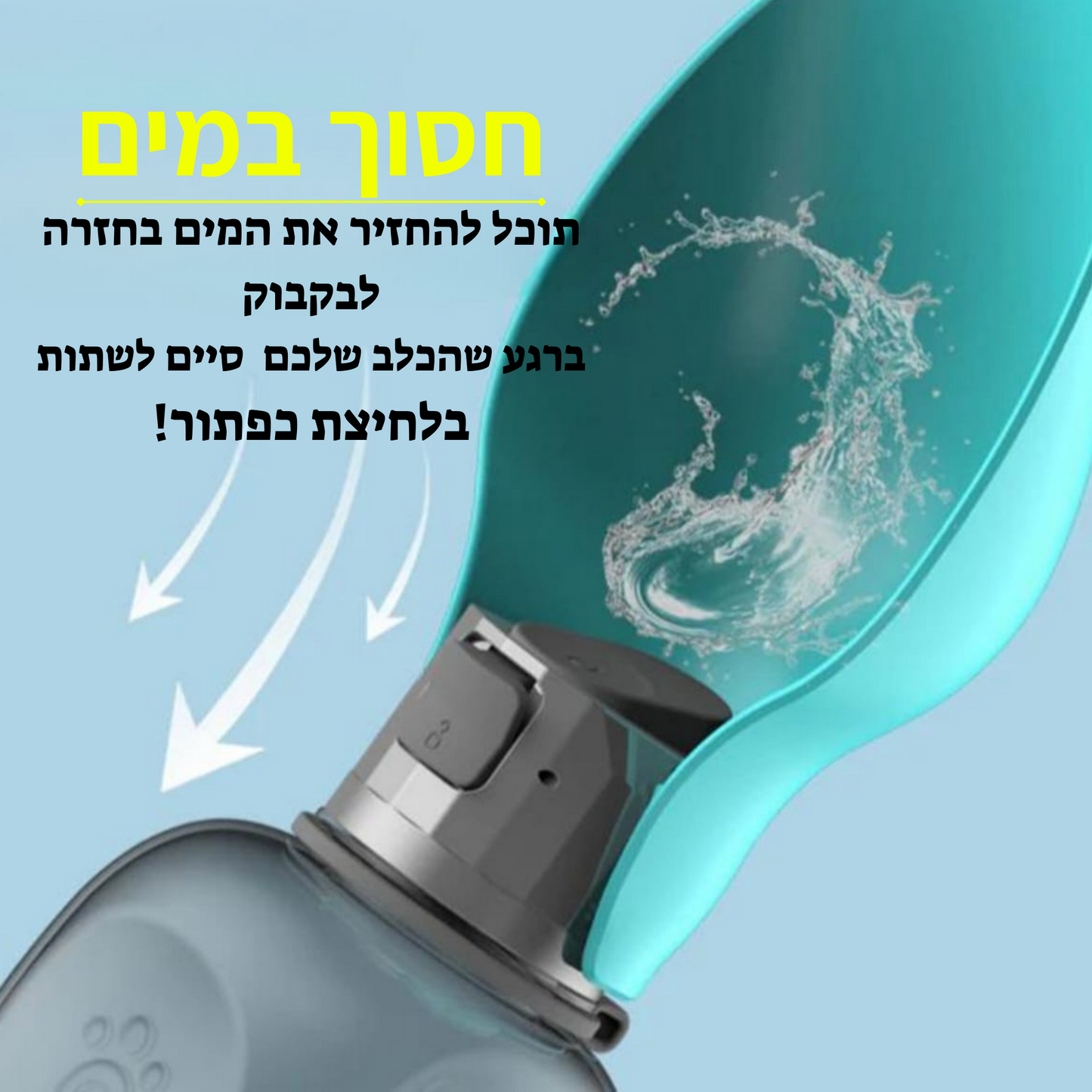 בקבוק מים לכלבים עם קערת שתייה מתקפלת